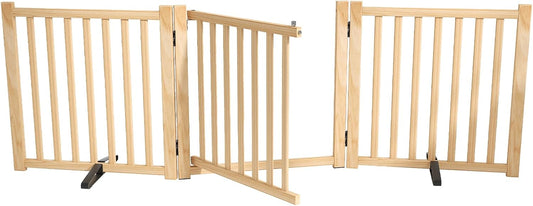 YOCAN Dog Gate with Door, Indoor Freestanding Pet Gate -3 Panel H:23"