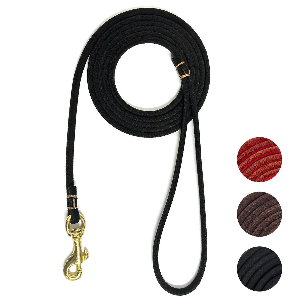 Guiding Star Leather Dog Leash 6 ft x 1/4 inch,Thin and Lightweight Leather Leashes for Small Dogs,Leather Cat Leashes for Small Cats,Soft Genuine Leather Dog Training Leashes for Petite Dogs Brown