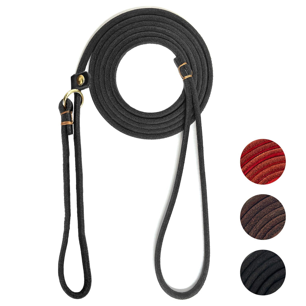 Guiding Star Leather Dog Leash 6 ft x 1/4 inch,Thin and Lightweight Leather Leashes for Small Dogs,Leather Cat Leashes for Small Cats,Soft Genuine Leather Dog Training Leashes for Petite Dogs Brown