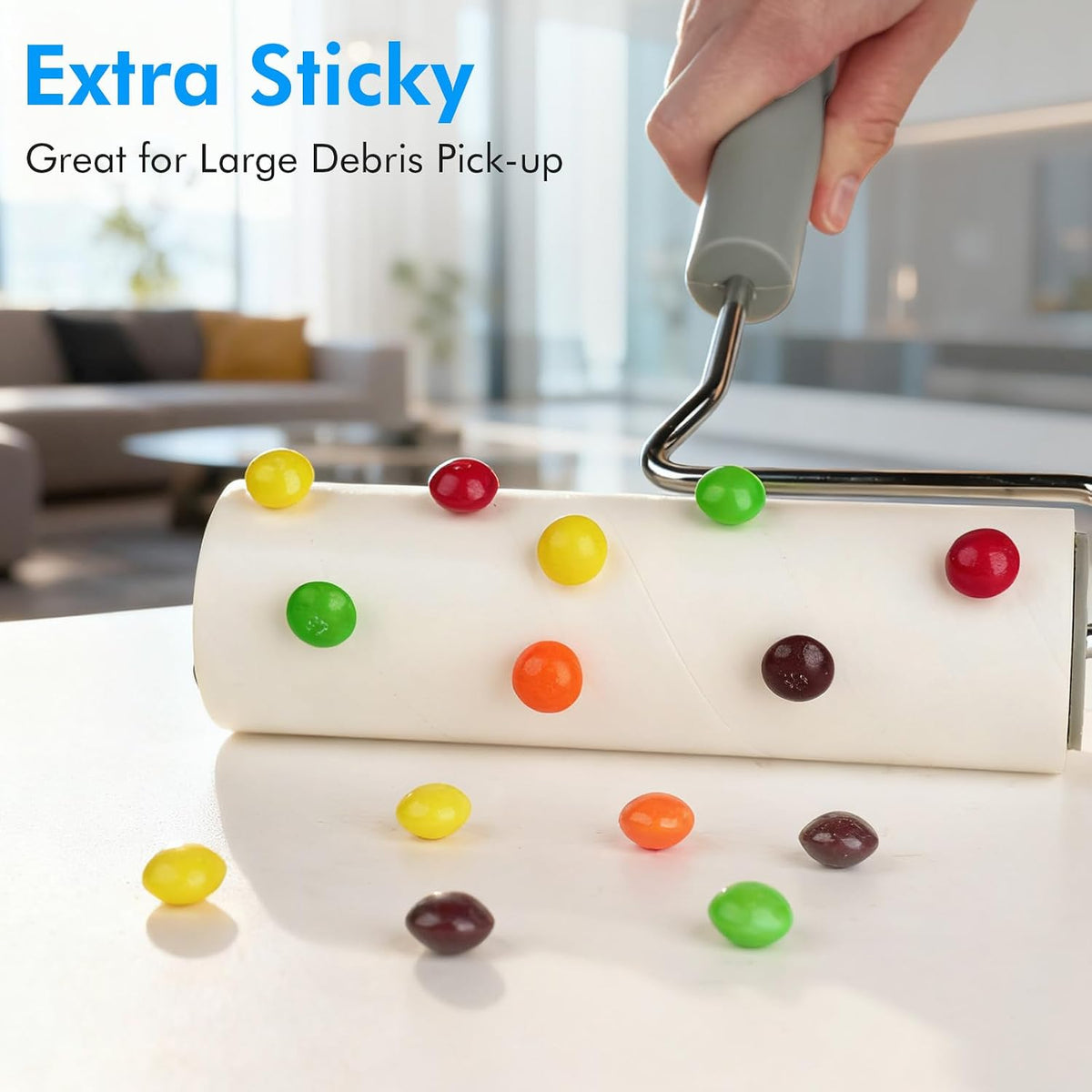 Extra Sticky Large Lint Roller, 6.3", 1 Roller + 4 Refills