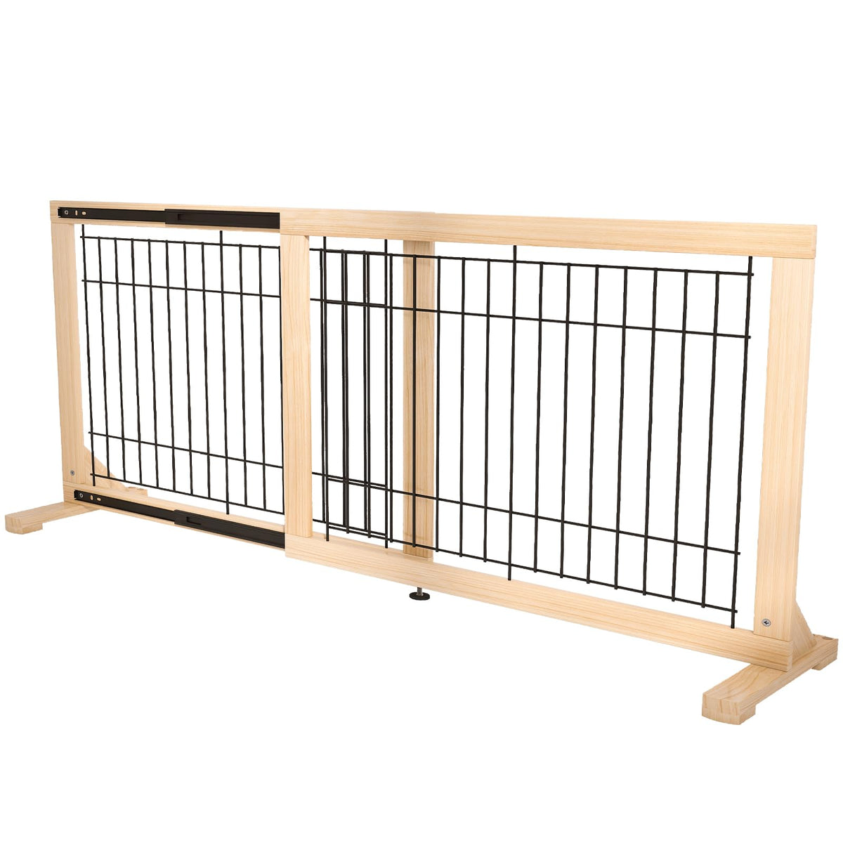 YOCAN Freestanding Wooden Dog Gate Indoor, 23.6" Tall, 31.5-61" Wide