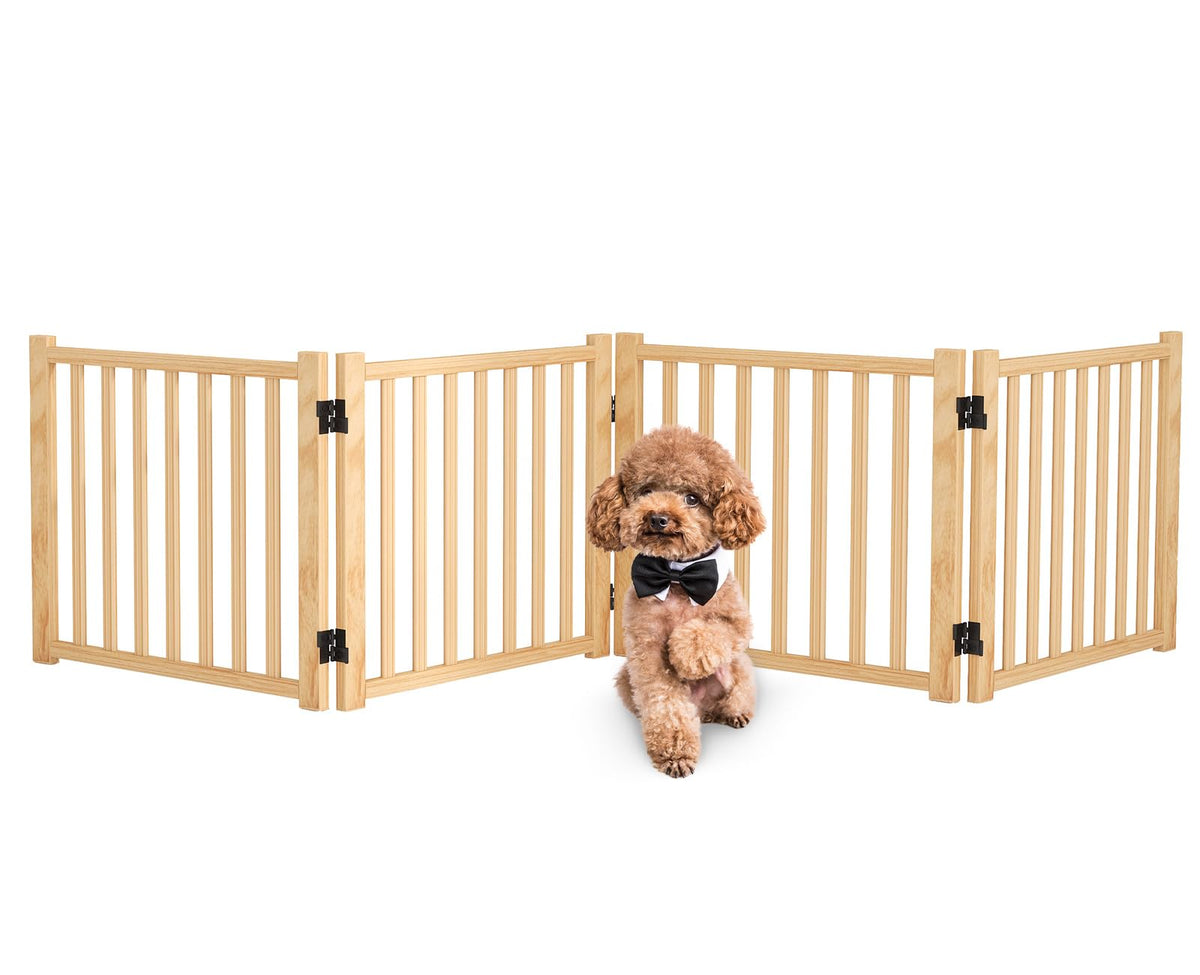 Wooden Freestanding Dog Gates Indoor- 23" Height 2 Panels