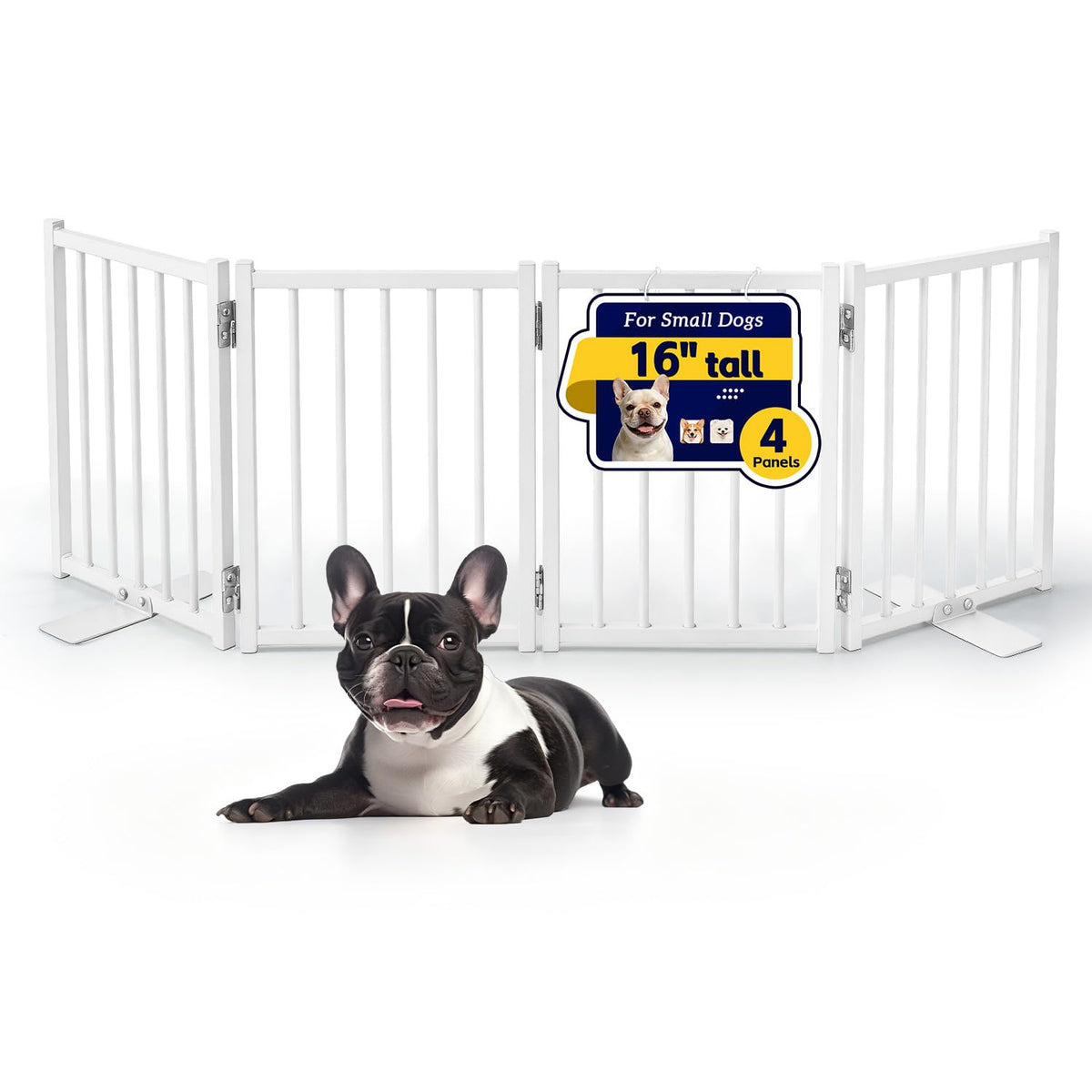 Free Standing Small Dog Gate Indoor, Short Foldable Dog Gate for Stairs