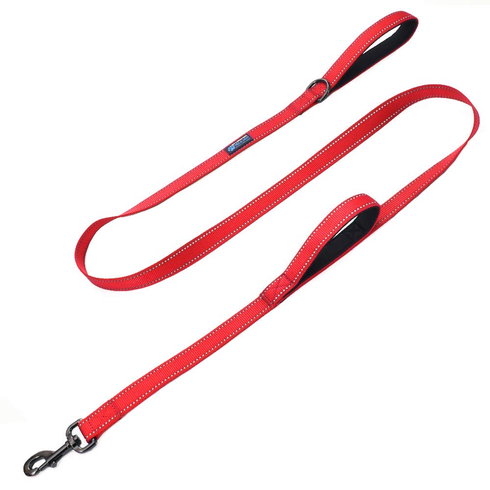 Max and Neo Double Handle Traffic Dog Leash - Reflective, Donates to Dog Rescue (Black, 6 FT)
