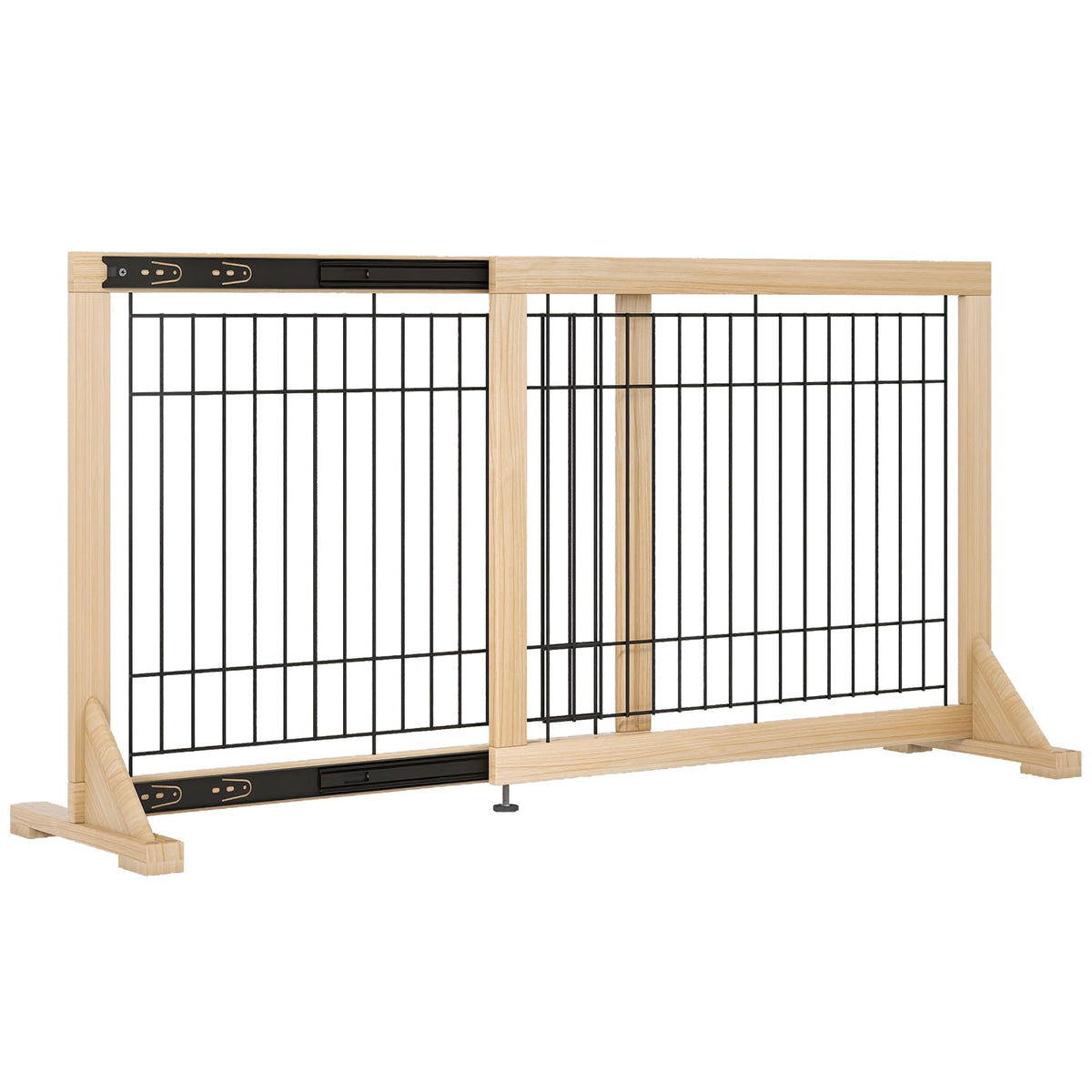YOCAN Freestanding Wooden Dog Gate Indoor, 23.6" Tall, 31.5-61" Wide