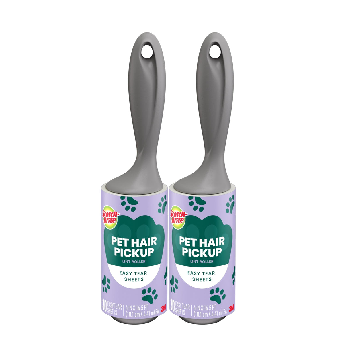 Scotch-Brite Pet Hair Pickup Lint Roller with Handle, 50% Stickier, Fur and Fluff Remover for Clothes Furniture and Pet Beds, 12 Pack, 360 Easy-Tear Sheets Total