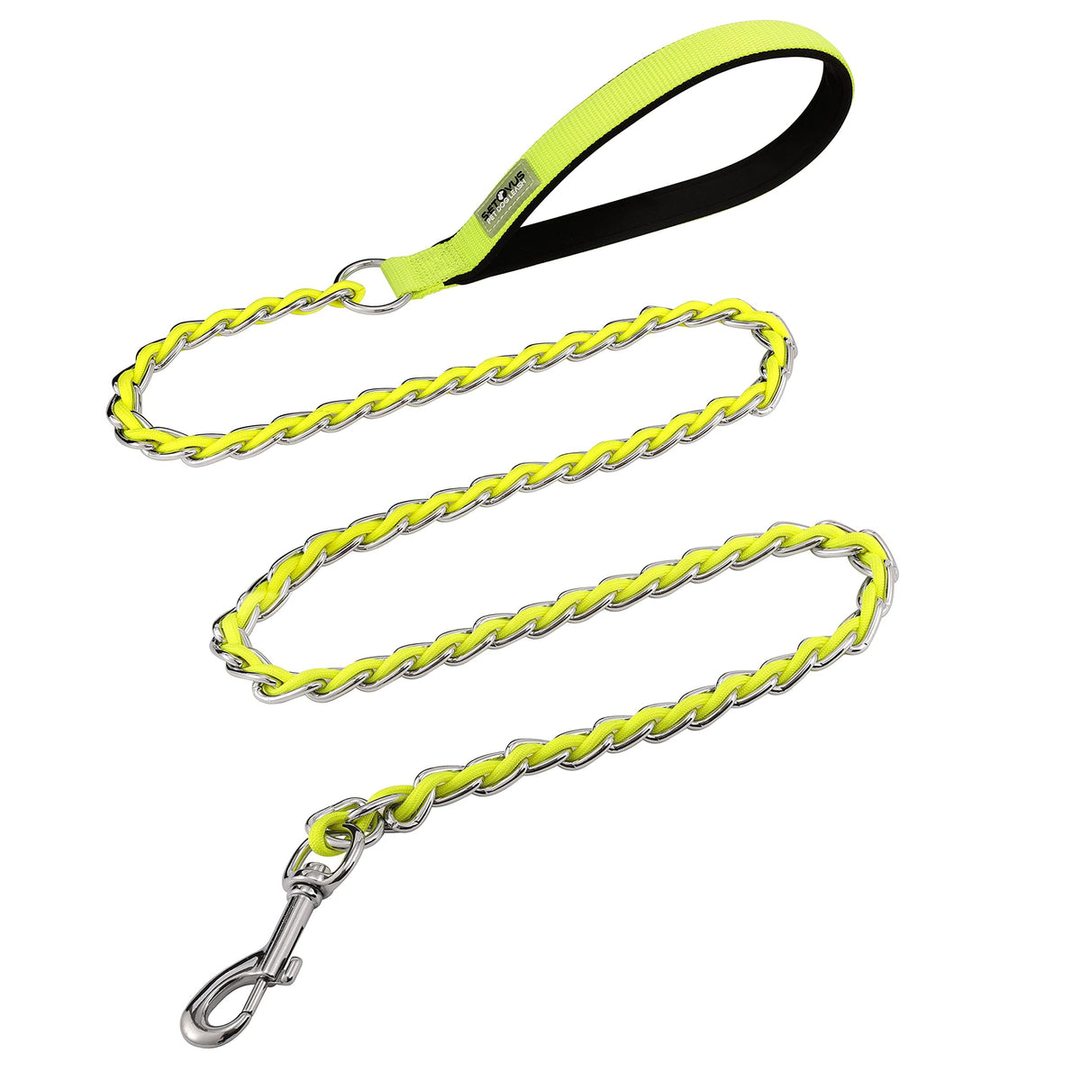 Chain Dog Leash, Bite-Proof Metal Leash, with Padded Handle，Black