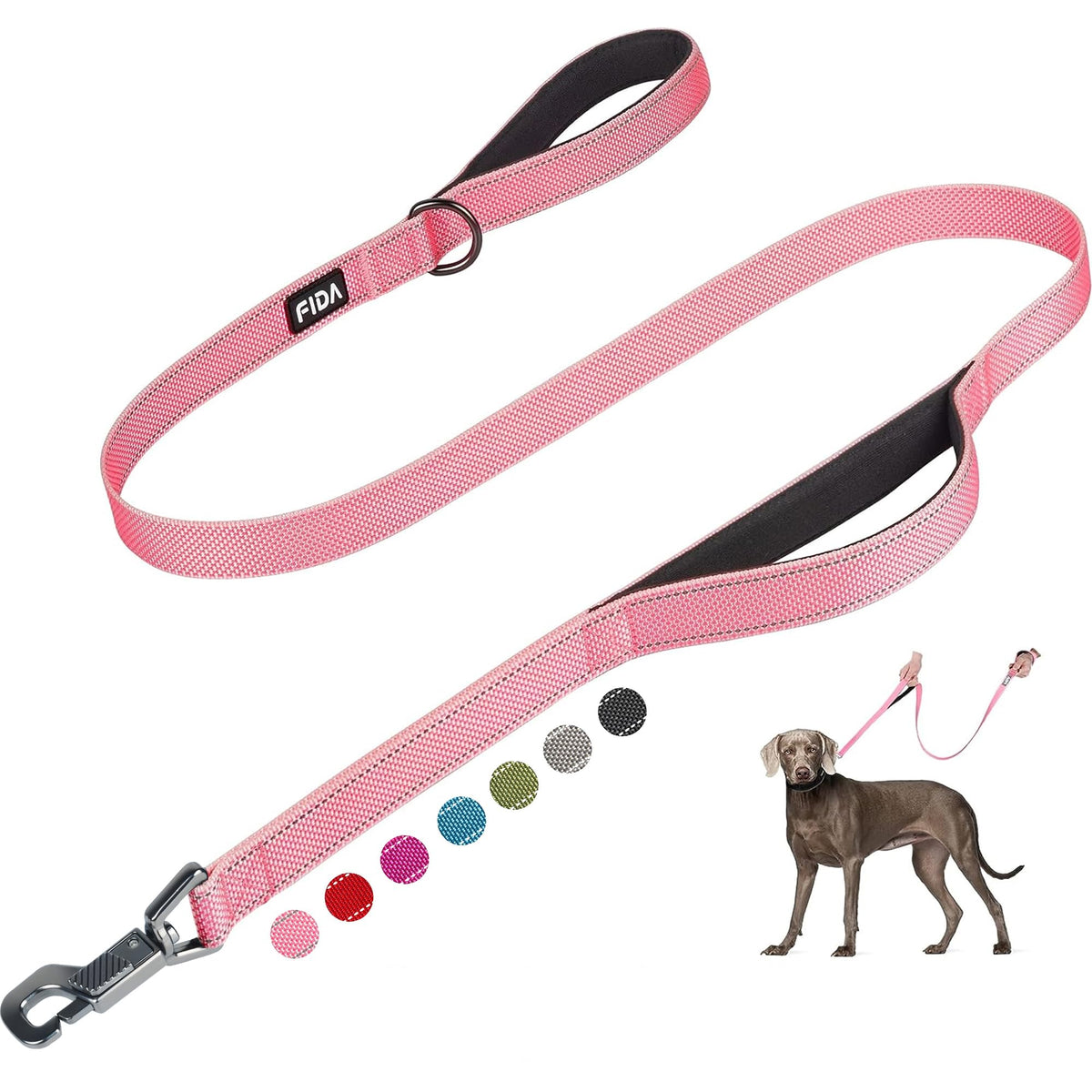 Fida Heavy Duty Dog Leash for Medium Large Dogs, 6 FT, Dual Padded Handles