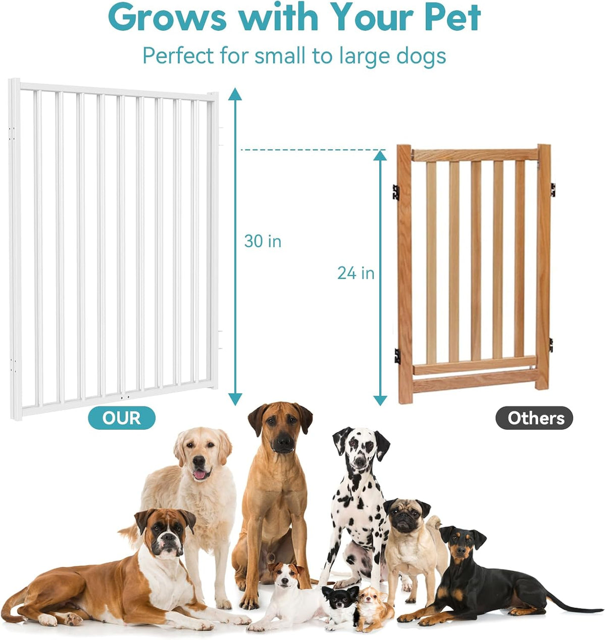 No Pawblems Full Metal Dog Gate Extension, 30" Tall Foldable Panels