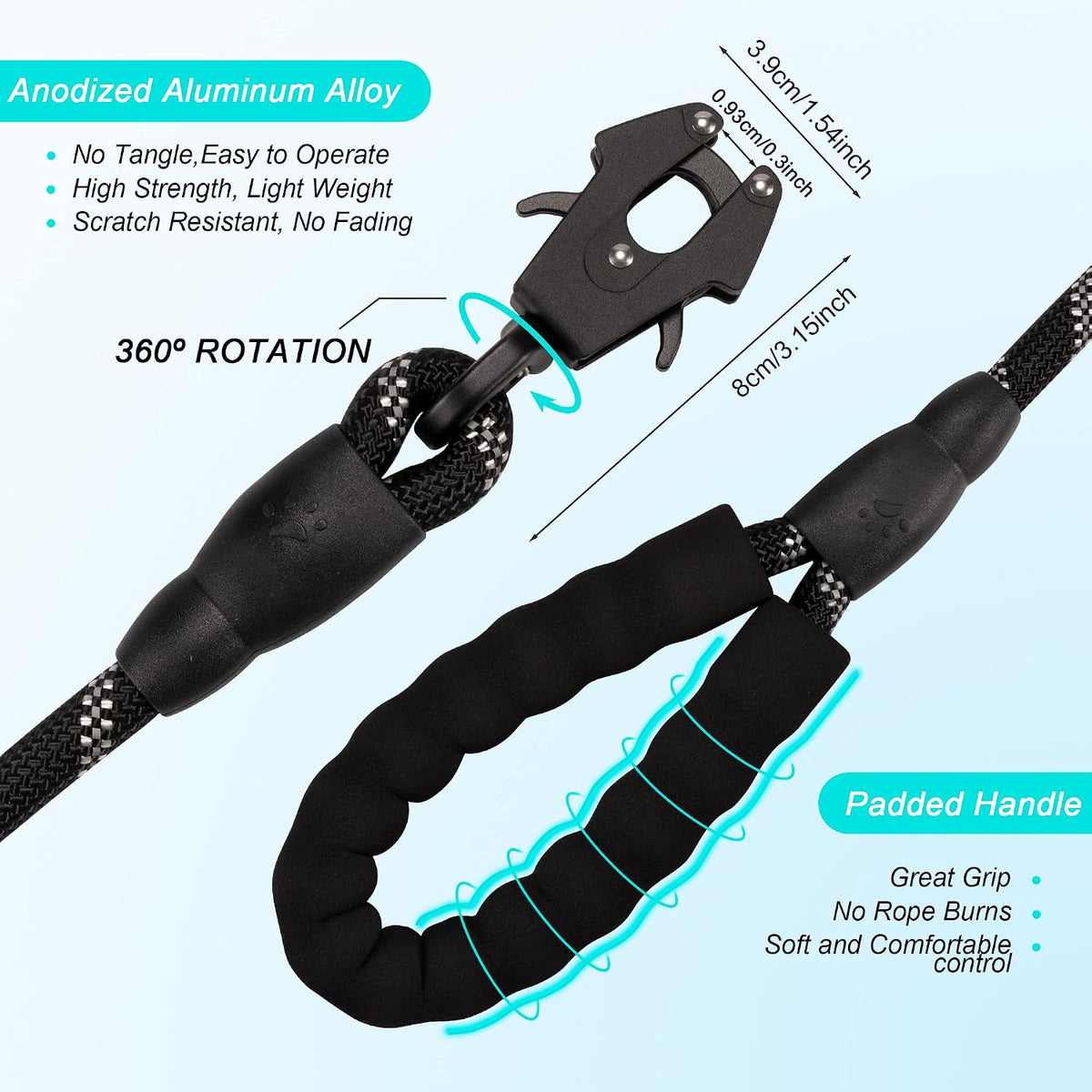 GEIT Heavy Duty Dog Leash with Frog Clip for Small Medium and Large Dogs