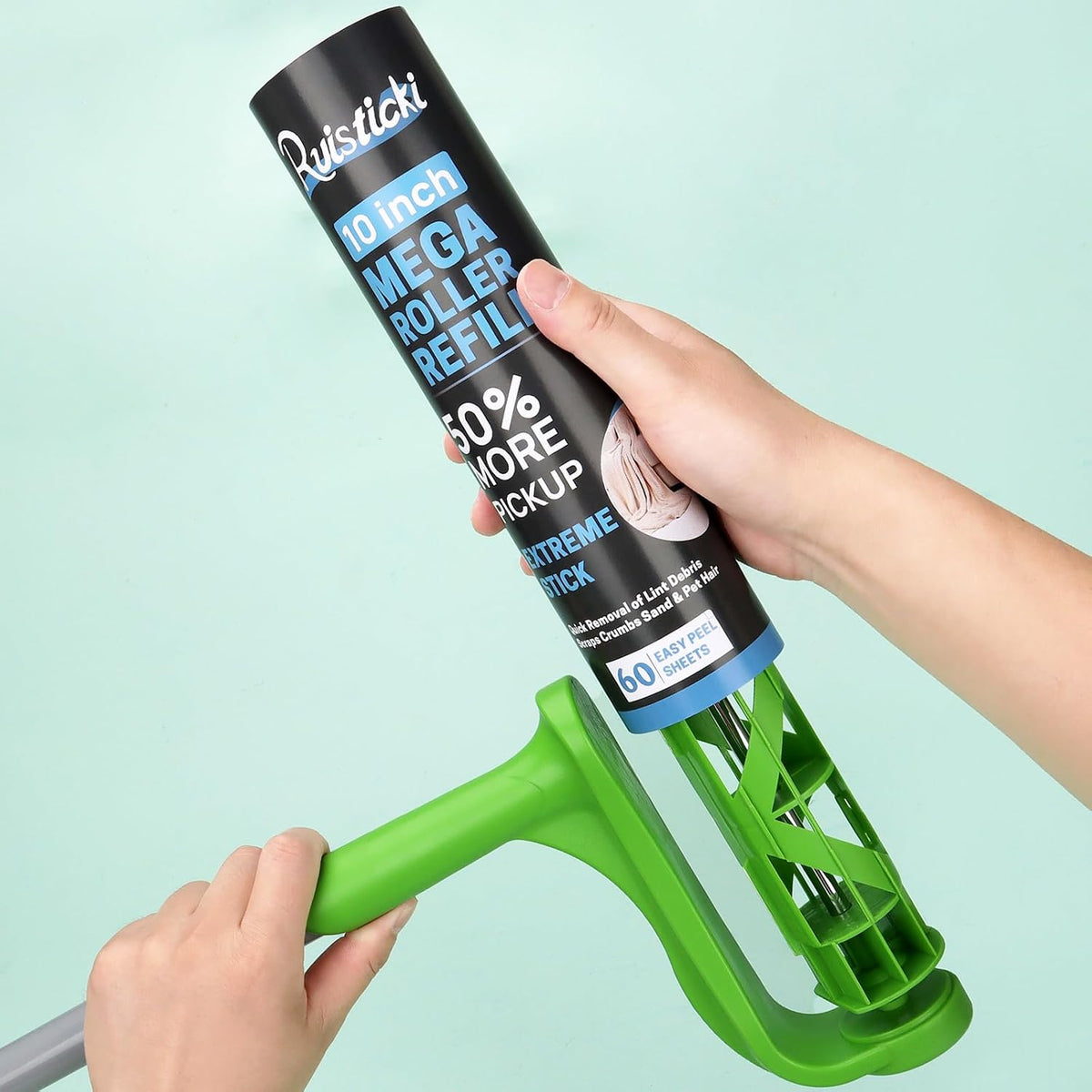 10 inch Ultra Sticky Mega Roller Refills for Evercare Layers Smart Design Large Lint Rollers 50% More Pickup Pet Hair Remover 60 Sheets Each Refill 6 Pack 360 Sheets Total