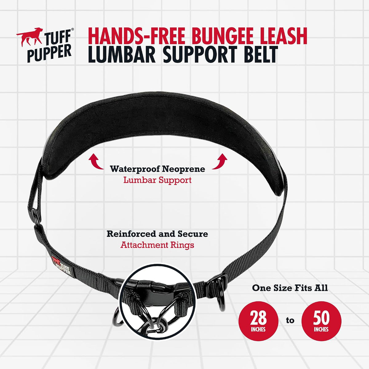 Tuff Pupper Hands Free Bungee Dog Leash, Waist Belt for Running & Walking