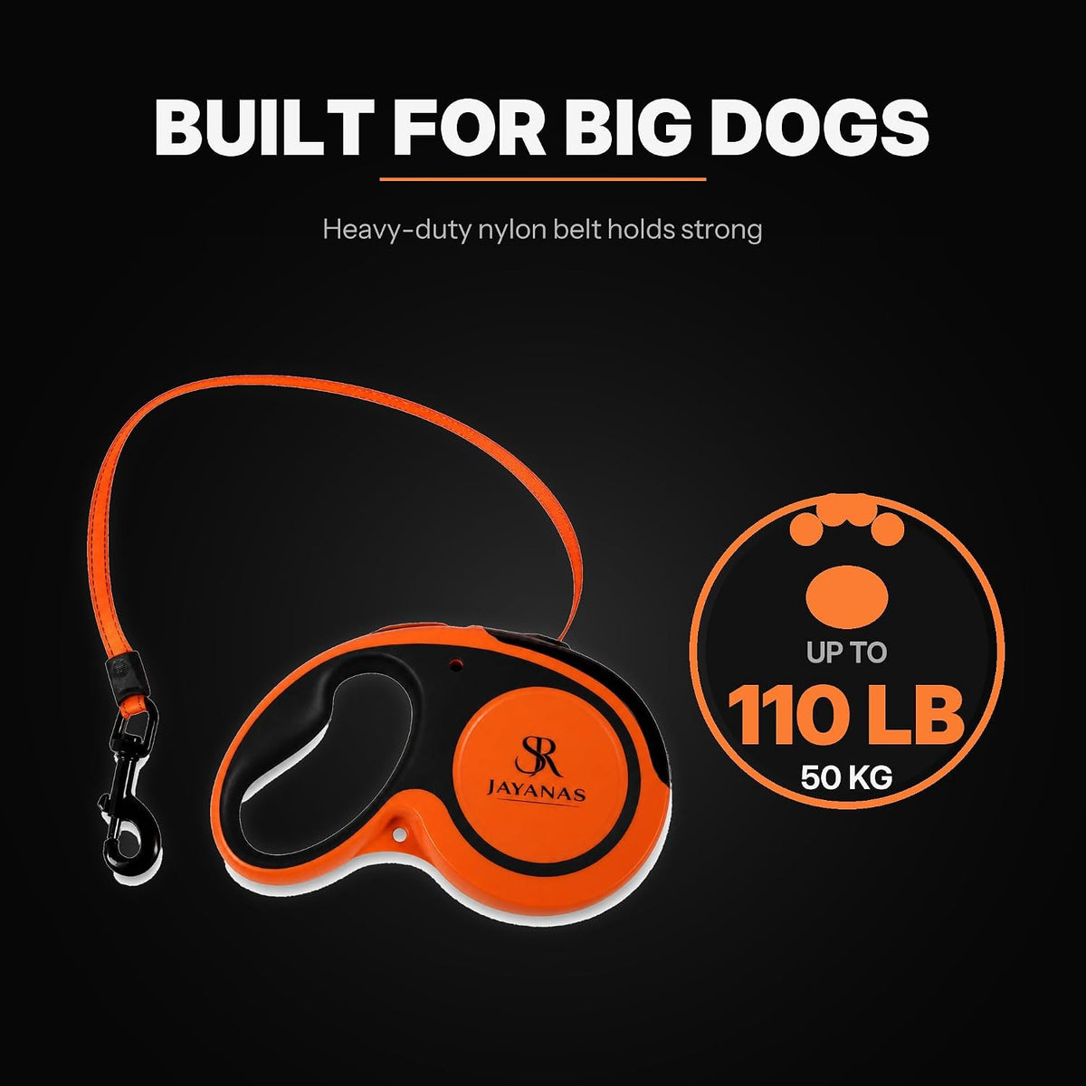 Heavy Duty Retractable Dog Leash, 16 ft for Dogs up to 110 lb
