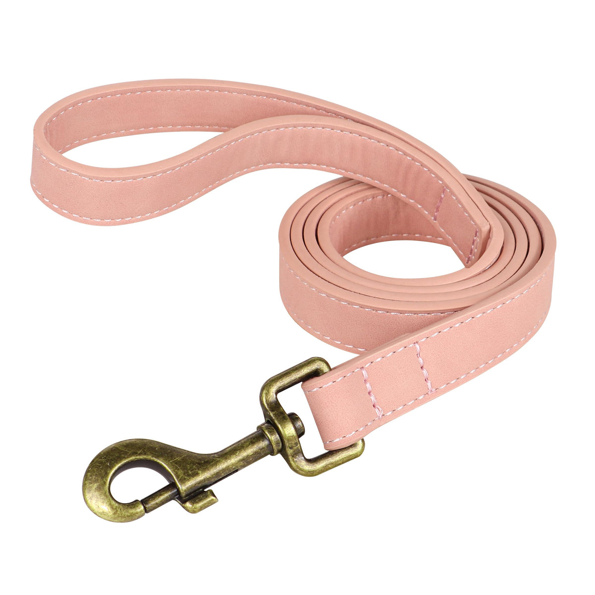 Didog PU Leather Dog Leash for Medium Large Dogs, 3/4in x 5ft, Pink
