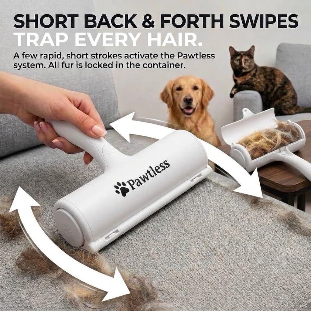 Pet Hair Remover Roller for Couch, Furniture & Carpet – Reusable Dog and Cat Hair Removal Tool, Lint Roller for Cat & Dog on Carpet, Car, Rugs & Bedding – Eco-Friendly, No Refills Needed