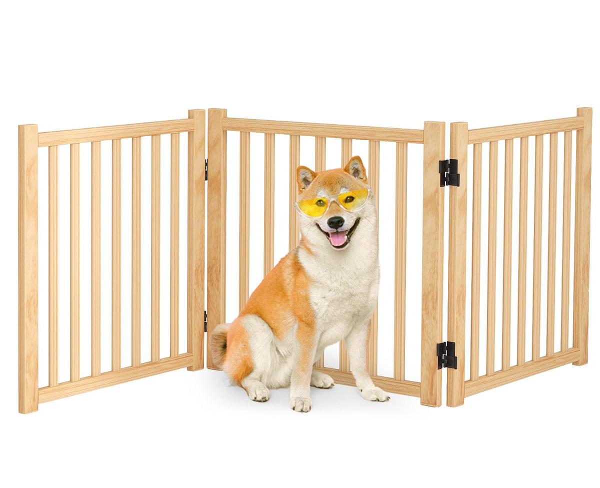 Wooden Freestanding Dog Gates Indoor- 23" Height 2 Panels