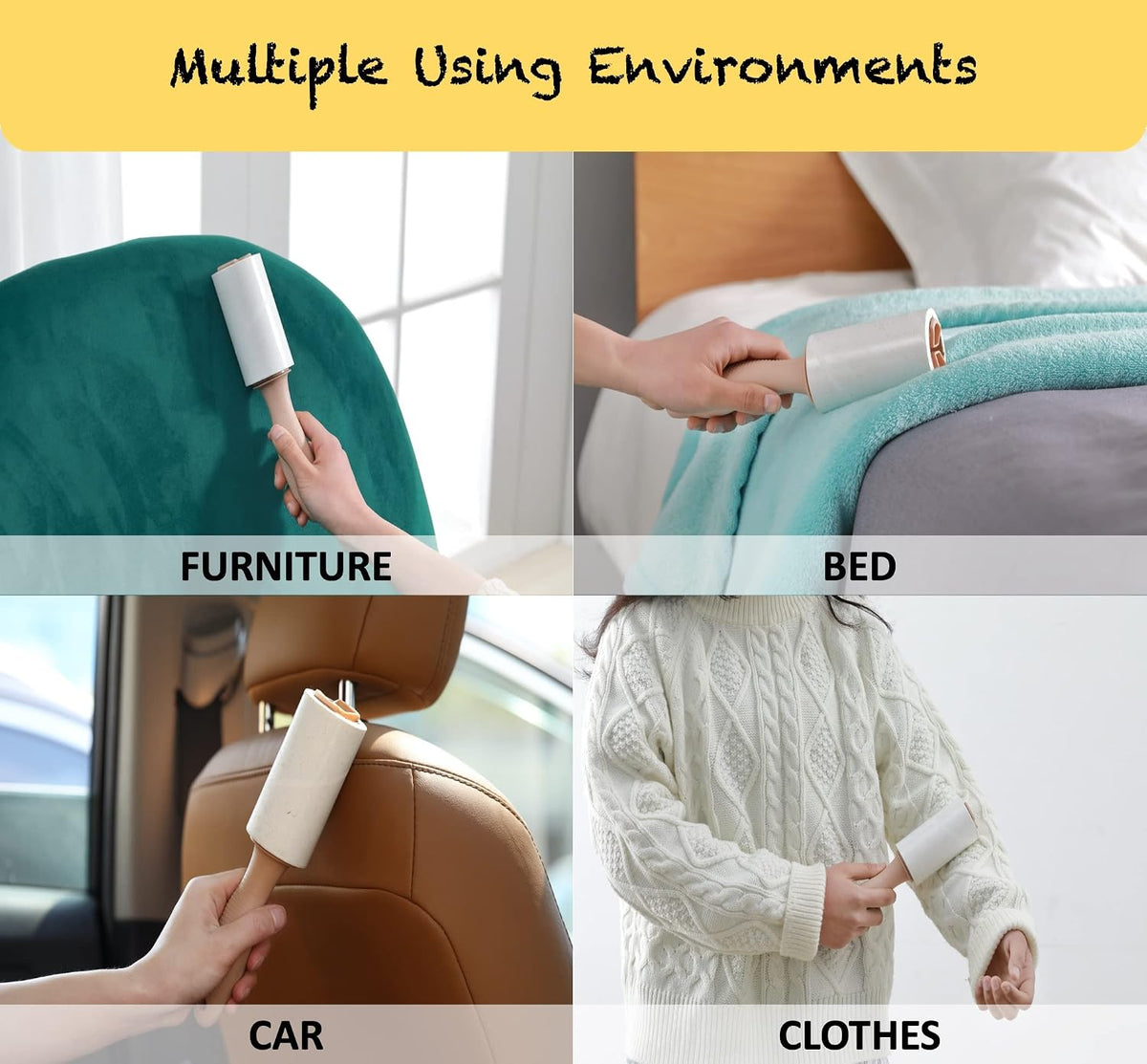 Lint Roller Refills 4", 600 Easy Tear Sheets, for Evercare, Extra Sticky