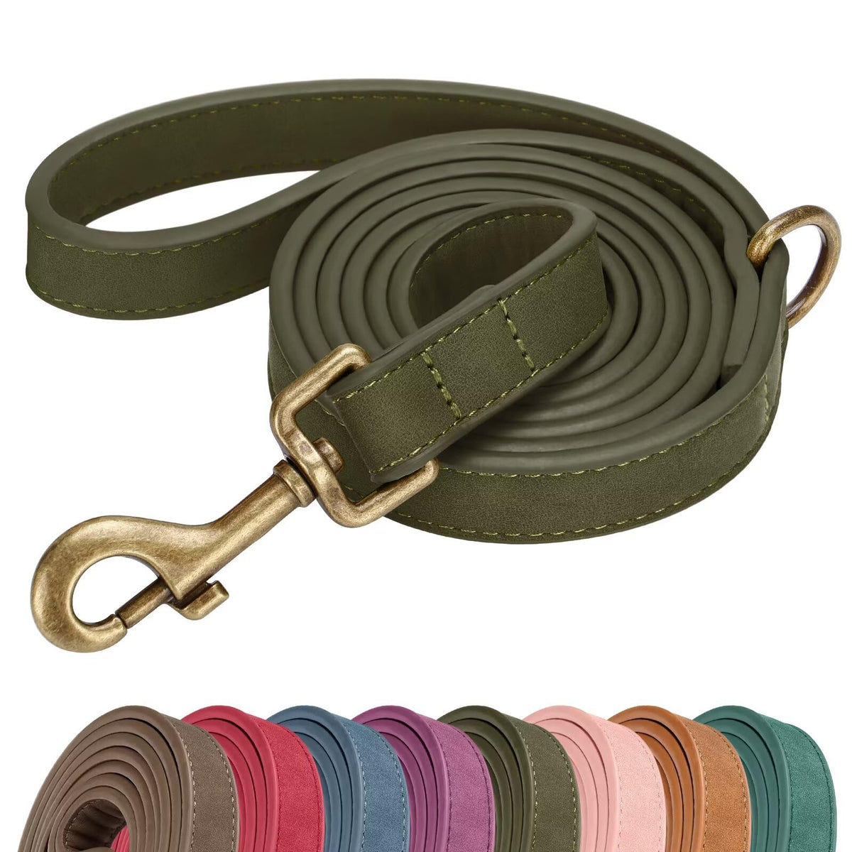Didog PU Leather Dog Leash for Medium Large Dogs, 3/4in x 5ft, Pink