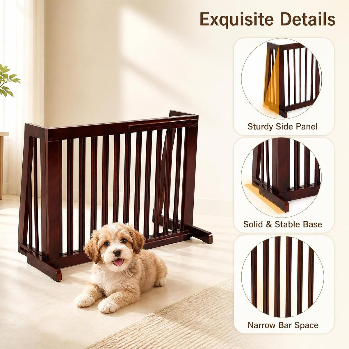 GIANTEX Freestanding Wood Dog Gate, 28''-80''L Expandable Extra Wide Fence