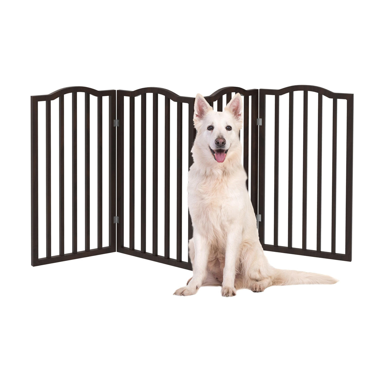 PETMAKER Pet Gate, 3 Panel Freestanding Dog Gate Indoor, Brown, 54” x 32”