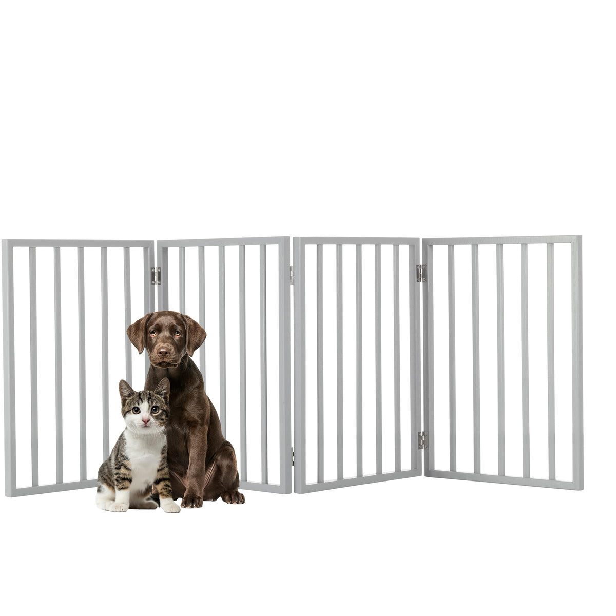 Pet Gate - 4-Panel Indoor Foldable Dog Fence for Stairs, Hallways, or Doorways - 72x24-Inch Wood Freestanding Dog Gates by PETMAKER (Black)