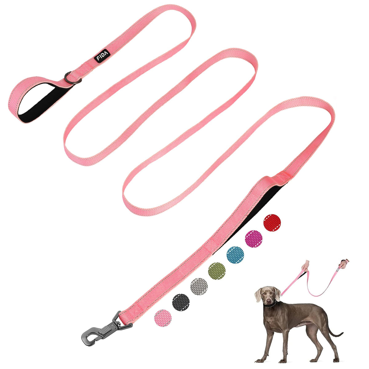 Fida Heavy Duty Dog Leash for Medium Large Dogs, 4 FT, Dual Padded Handles