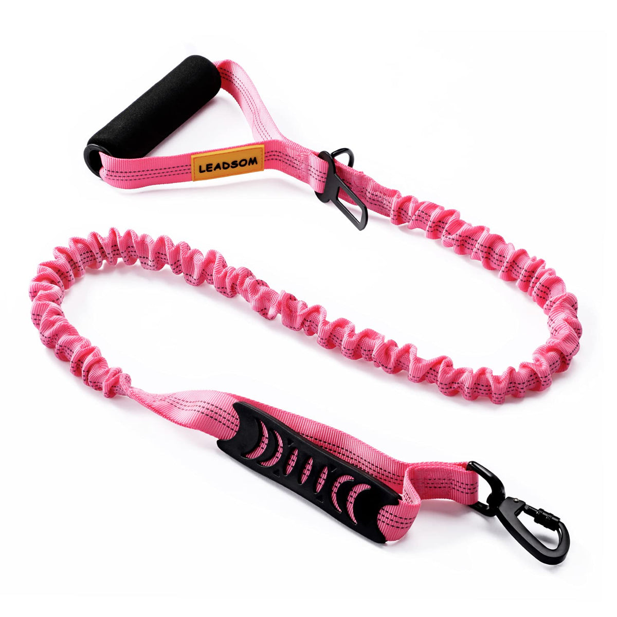 6FT Highly Reflective Heavy Duty Elastic Bungee Medium and Large Dog Leash Shock Absorbing with Comfortable Padded Handle and Traffic Handle Suitable for Training Red