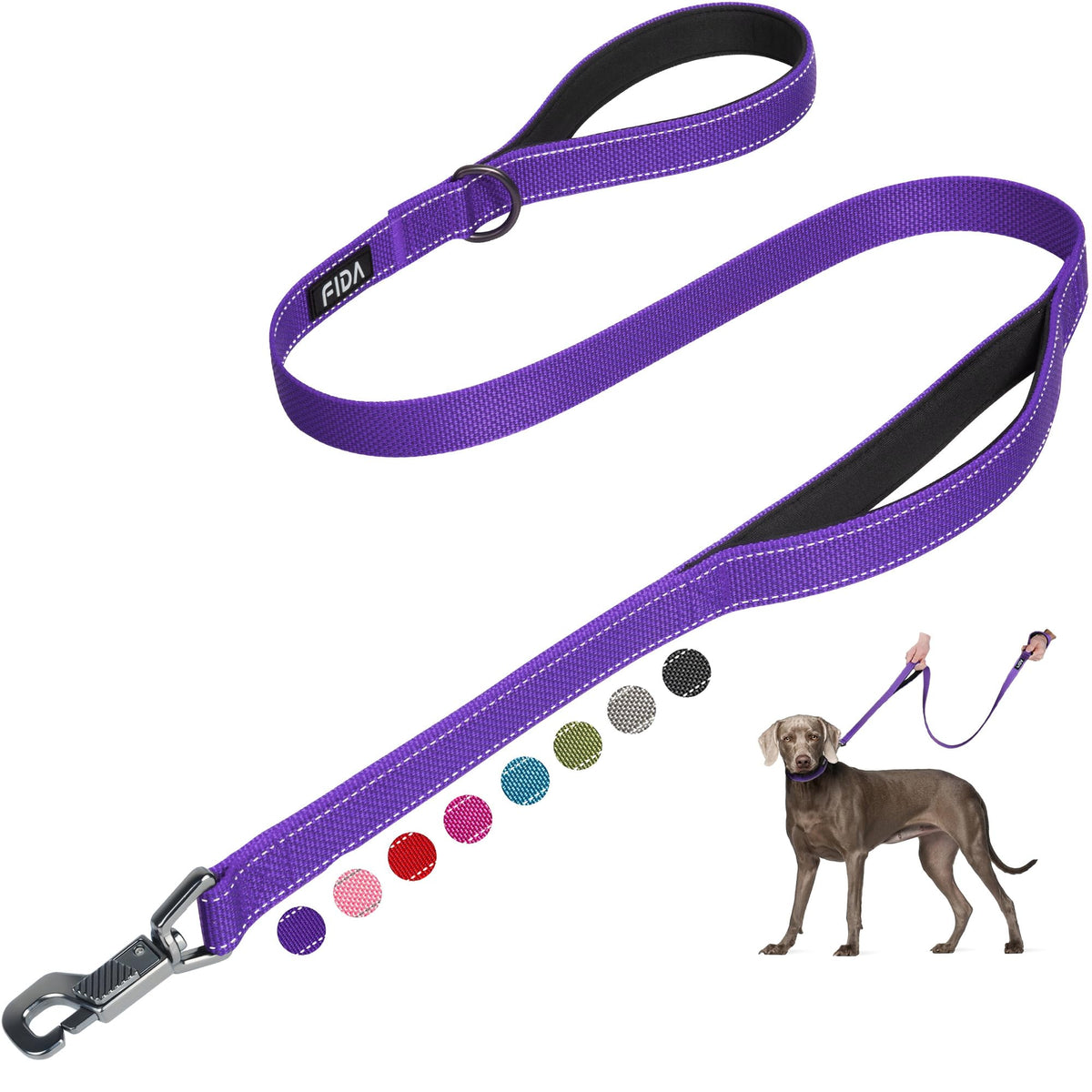 Fida Heavy Duty Dog Leash for Medium Large Dogs, 4 FT, Dual Padded Handles