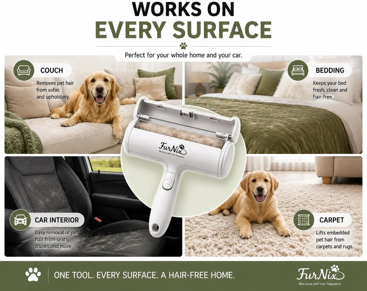 Pet Hair Remover Roller – Reusable Lint Roller for Dog & Cat Hair – Self Cleaning Pet Hair Removal Tool for Furniture, Couch, Carpet, Bedding & Car Seats