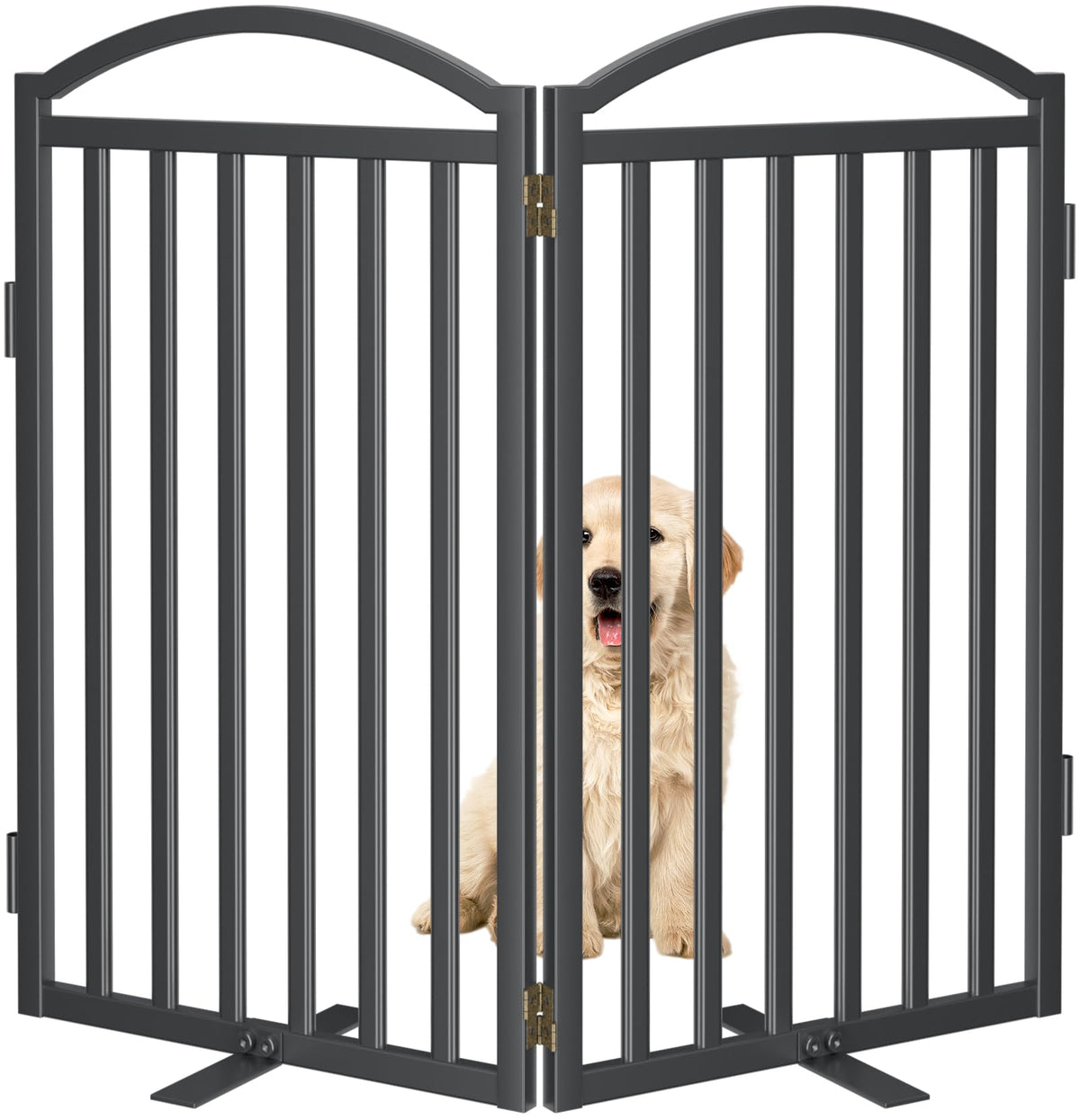 Malier Metal Freestanding Dog Gates, Outdoor Indoor Dog Fences, Extra Wide Foldable Puppy Gate for Stairs, Hallways, Yard