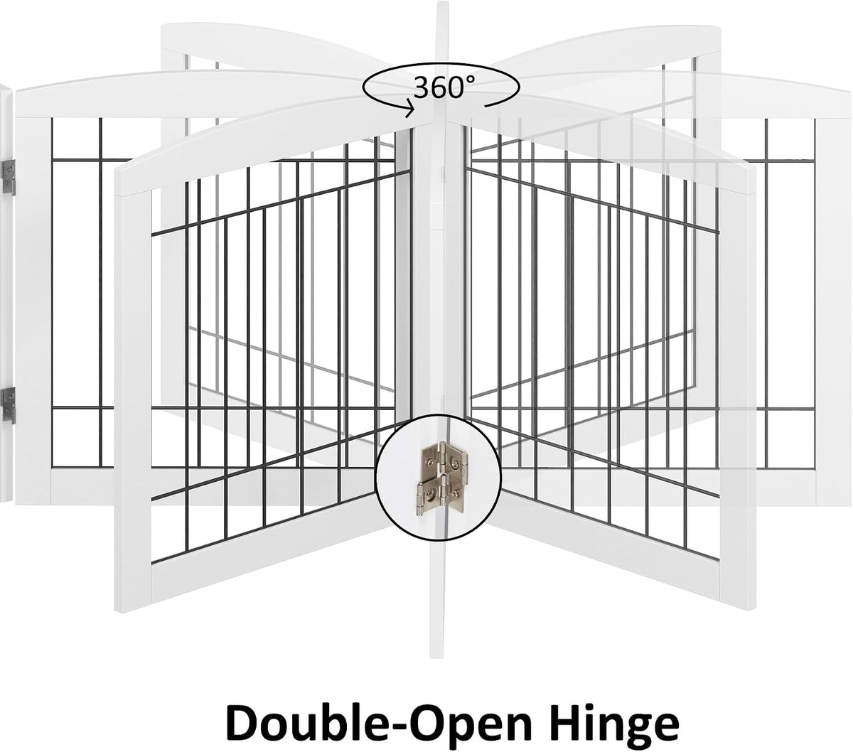 PAWLAND Free Standing Dog Gates for Doorway, Stair, Indoor, Foldable, 24" H