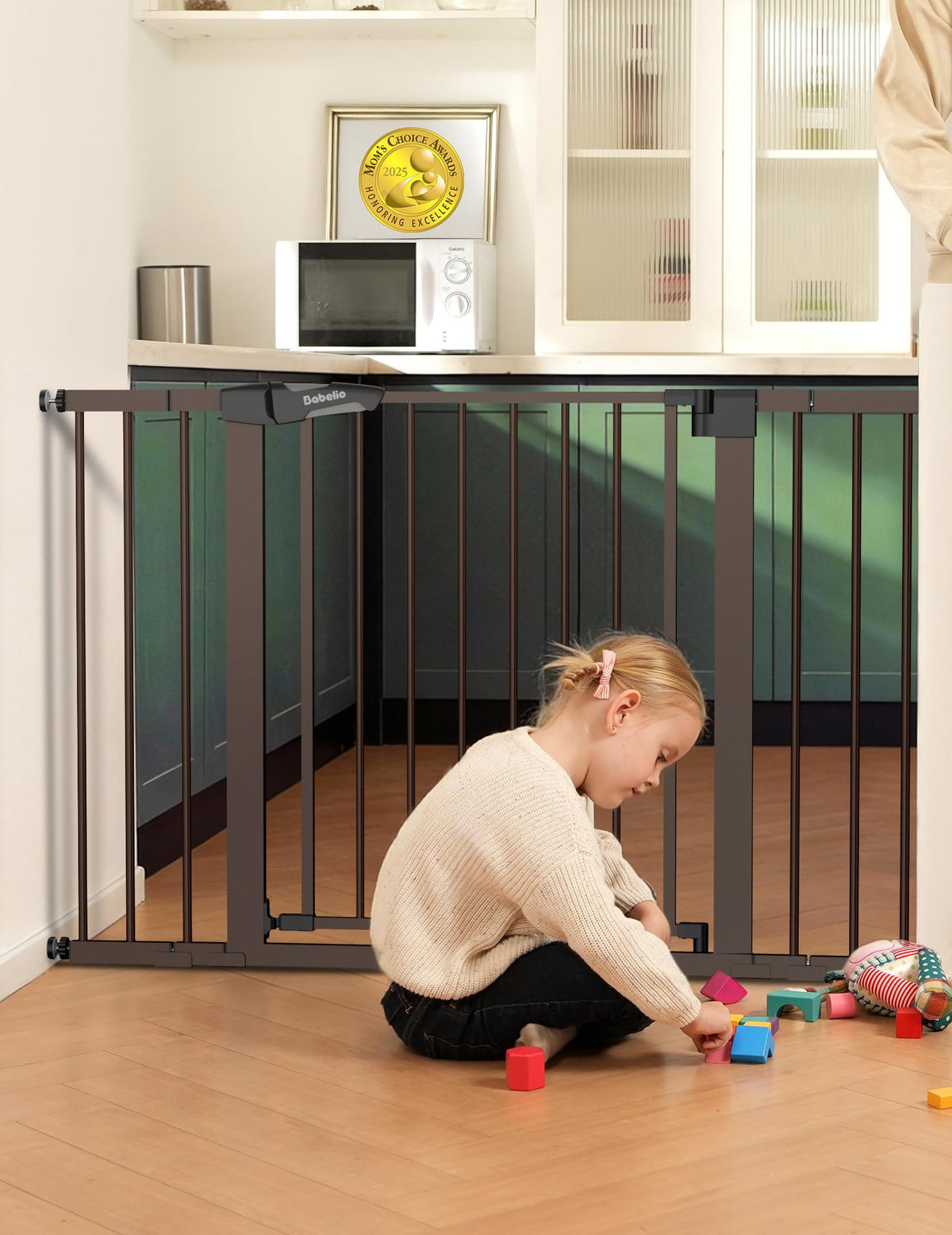 Babelio Baby Gate for Stairs No Drilling, 29-48 in PressGuard Dog Gate