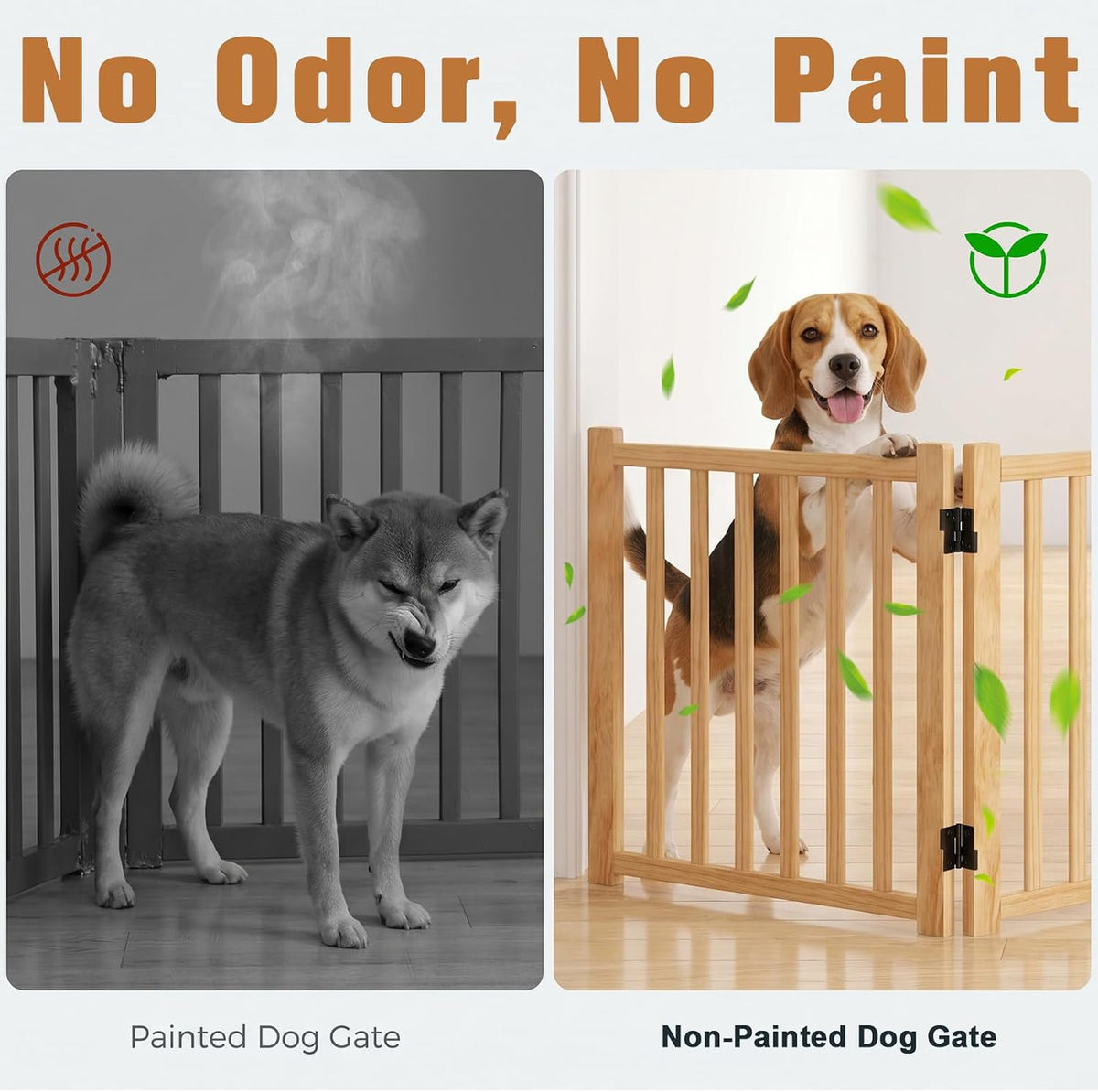 YOCAN Non-Painted Wooden Freestanding Dog Gates - 4 Panel H:16.9"
