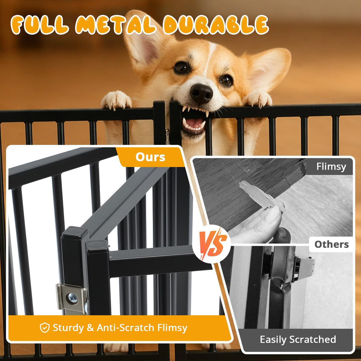 Free Standing Small Dog Gate Indoor, Short Foldable Dog Gate for Stairs