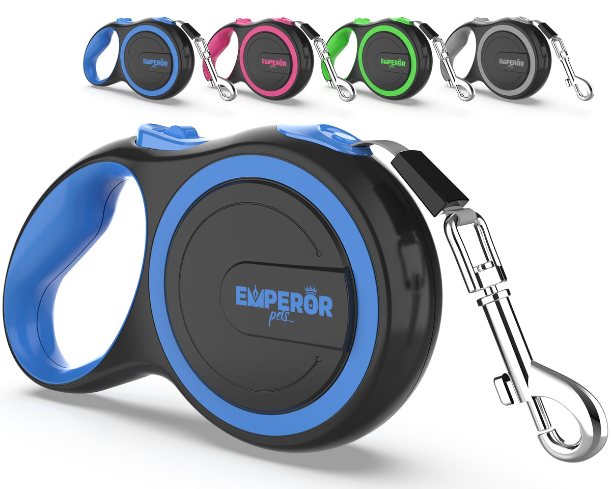 EMPEROR PETS 26.1 ft Retractable Dog Leash, for Dogs 10-110 lbs, Blue
