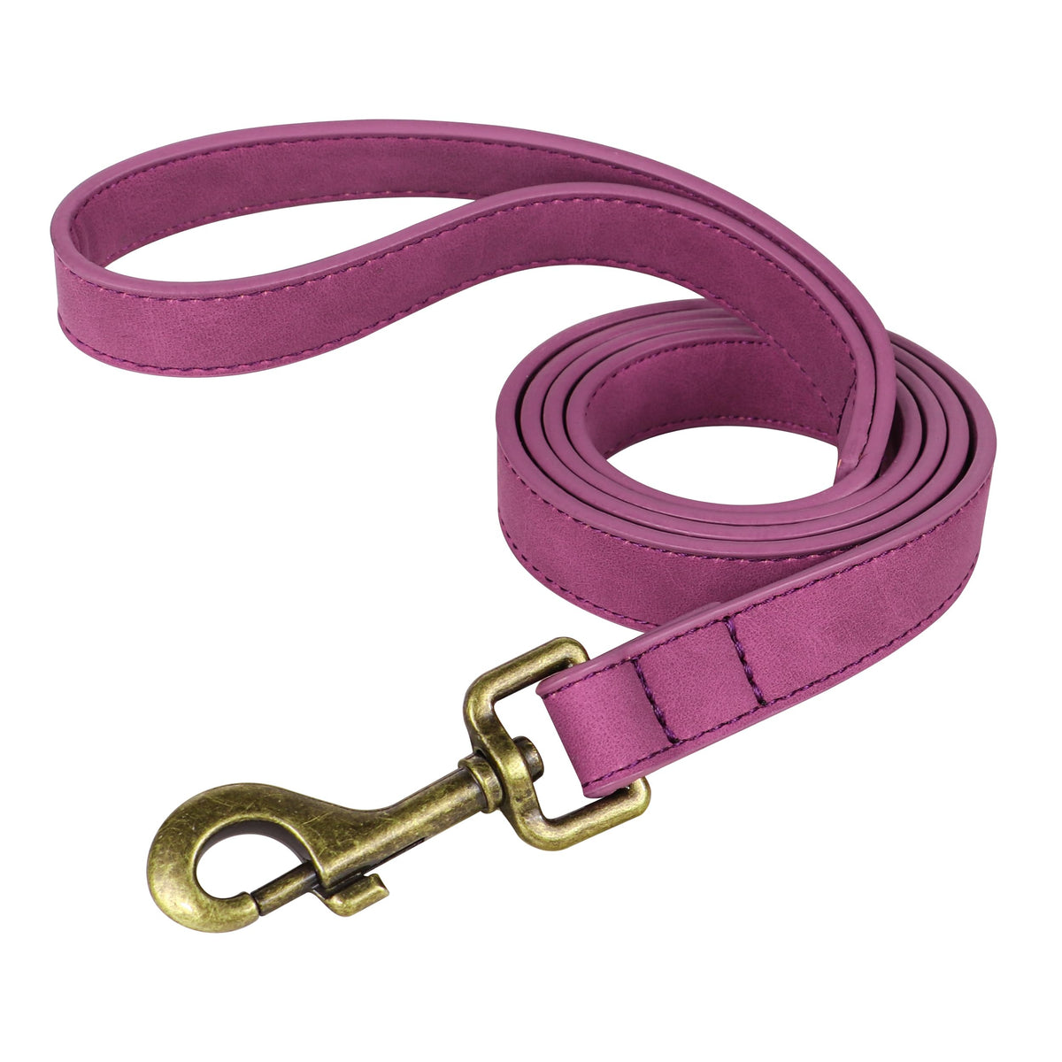 Didog PU Leather Dog Leash for Medium Large Dogs, 3/4in x 5ft, Pink