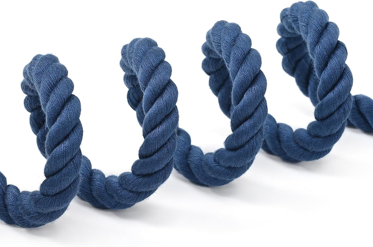 Mile High Life Dog Leash Braided Cotton Rope with Leather-Reinforced Ends