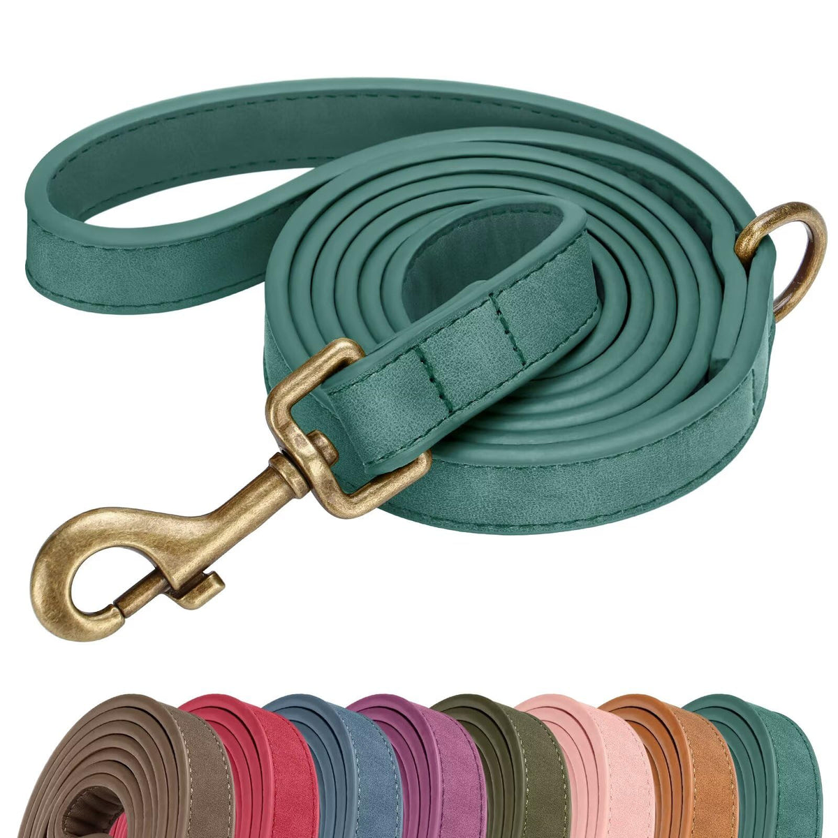 Didog PU Leather Dog Leash for Medium Large Dogs, 3/4in x 5ft, Pink