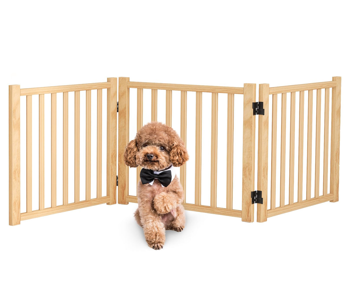 Wooden Freestanding Dog Gates Indoor- 23" Height 2 Panels