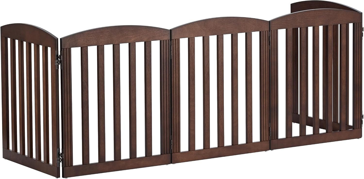 SPIRICH Wooden Freestanding Foldable Dog Gate, 120" Extra Wide 28" Tall