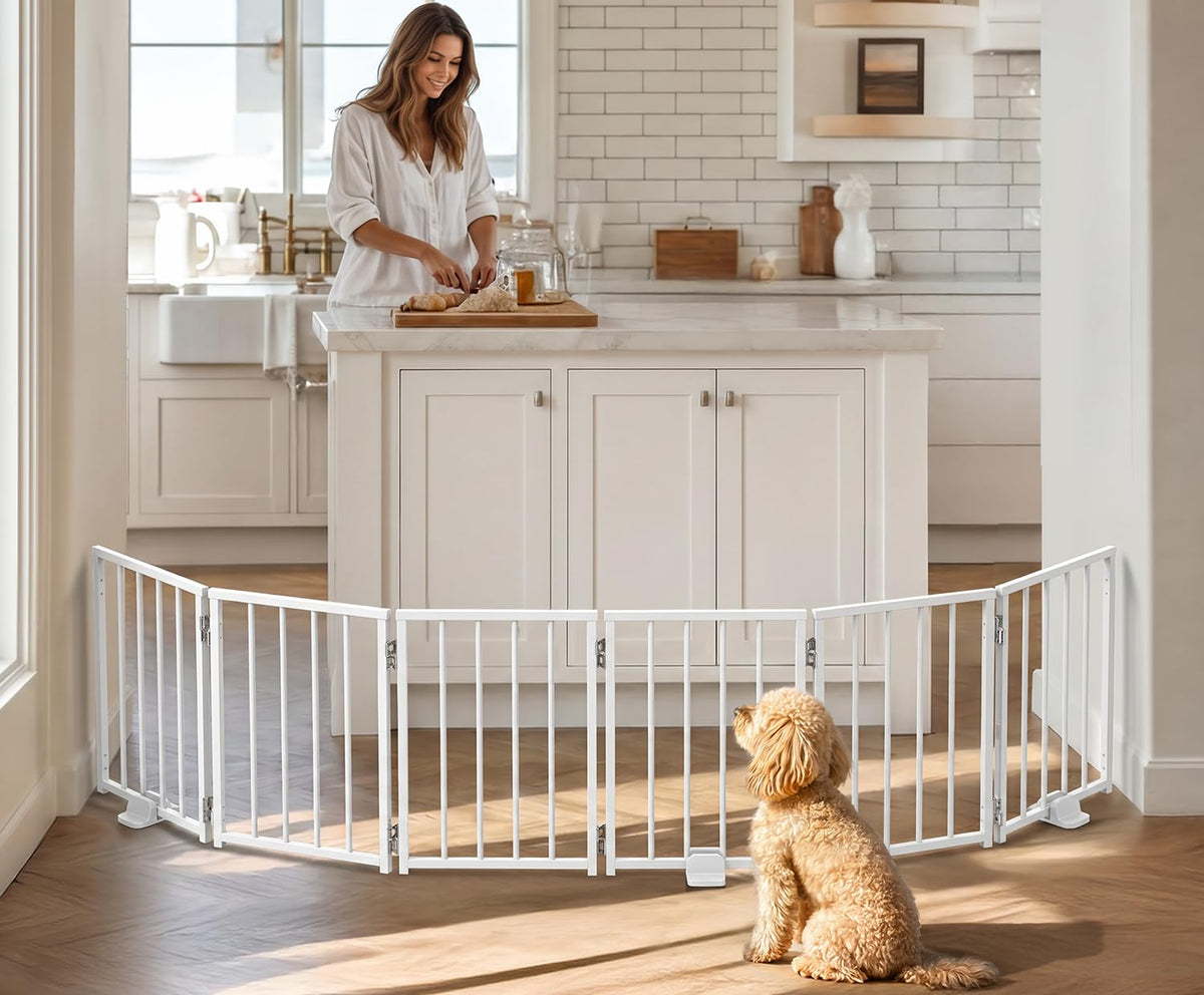 BFNN Small Dog Gate Indoor, Up to 48" W Freestanding Pet/Puppy Fence, Black