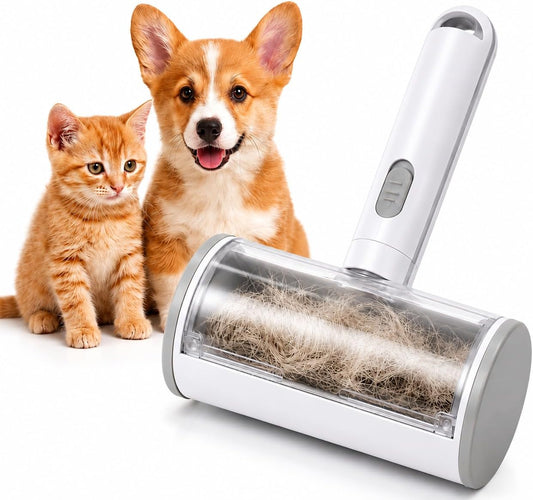 Pet Hair Remover Roller for Furniture and Couch - Reusable Two-Way Dog & Cat Fur Remover Tool - Self-Cleaning Multi-Surface Lint Roller for Carpet, Bedding and Car Interiors