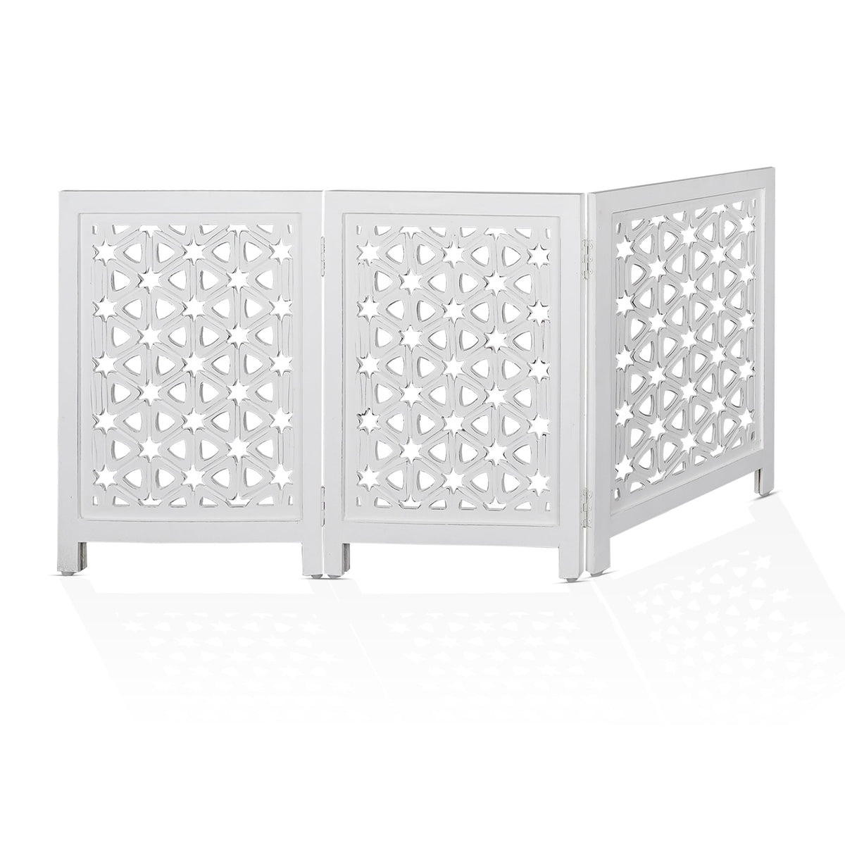Homebia Wooden Pet Gate – Foldable 4 Panel Dog Barrier, Antique Burnt