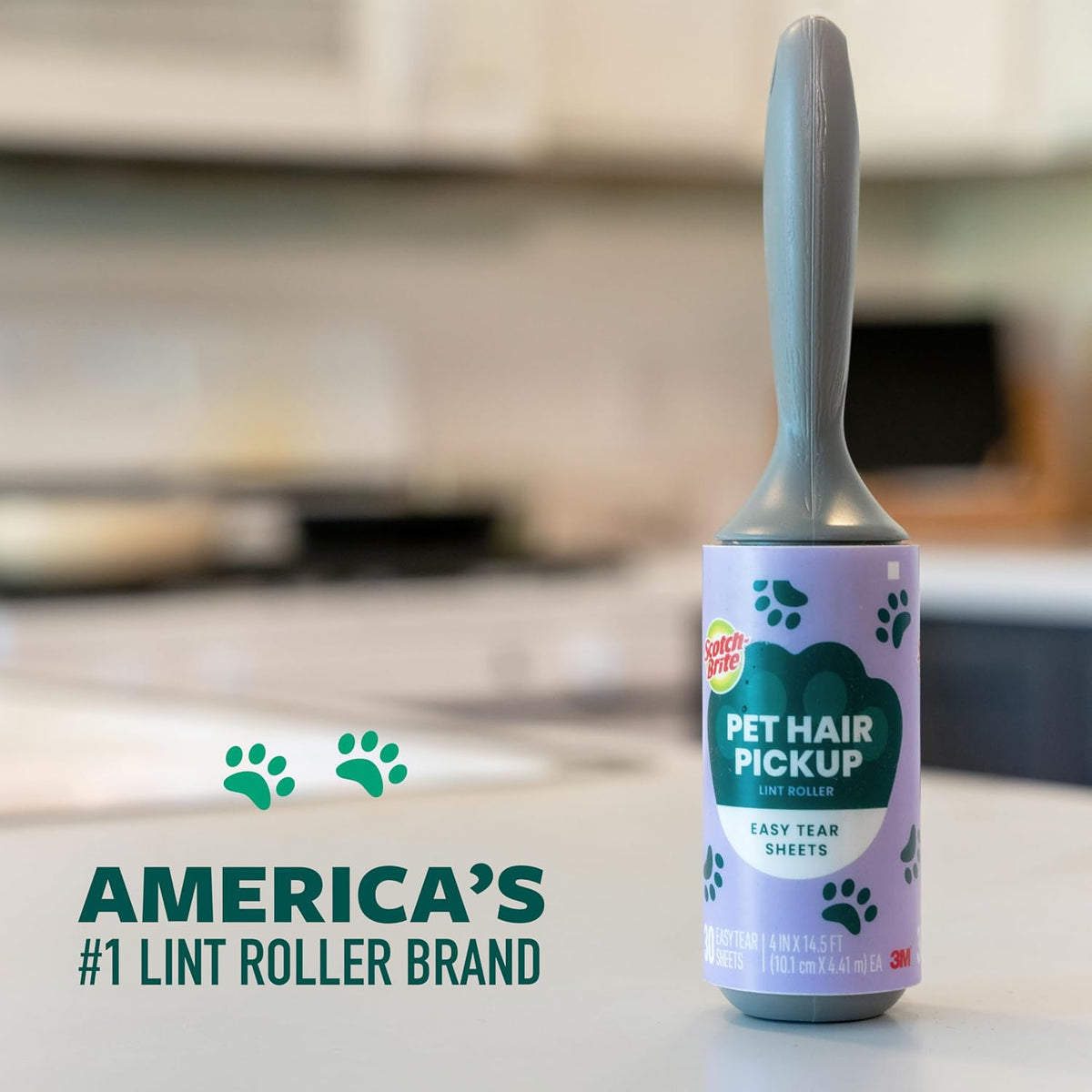 Scotch-Brite Pet Hair Pickup Lint Roller with Handle, 50% Stickier, Fur and Fluff Remover for Clothes Furniture and Pet Beds, 12 Pack, 360 Easy-Tear Sheets Total