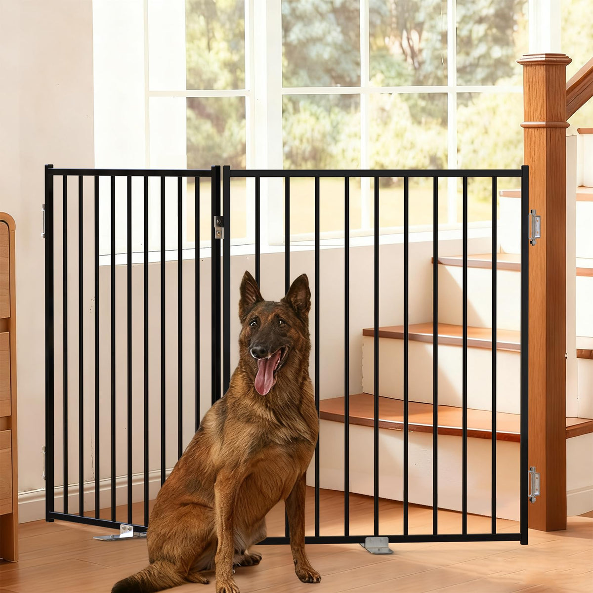 No Pawblems Freestanding Dog Gate with Door for Indoor & Outdoor, 36'' Tall