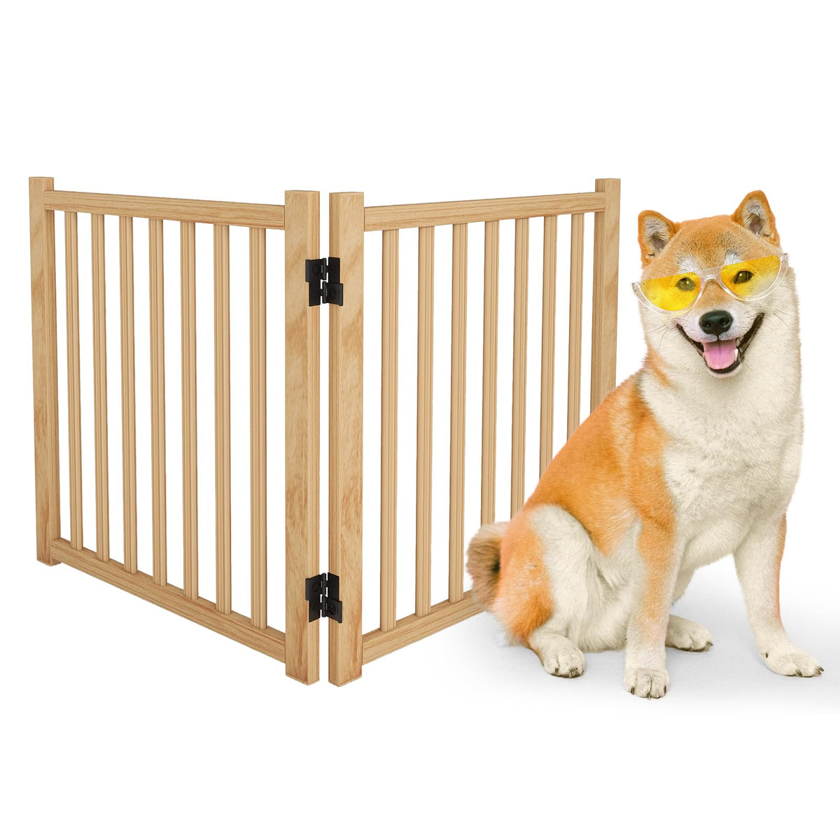Wooden Freestanding Dog Gates Indoor- 23" Height 2 Panels