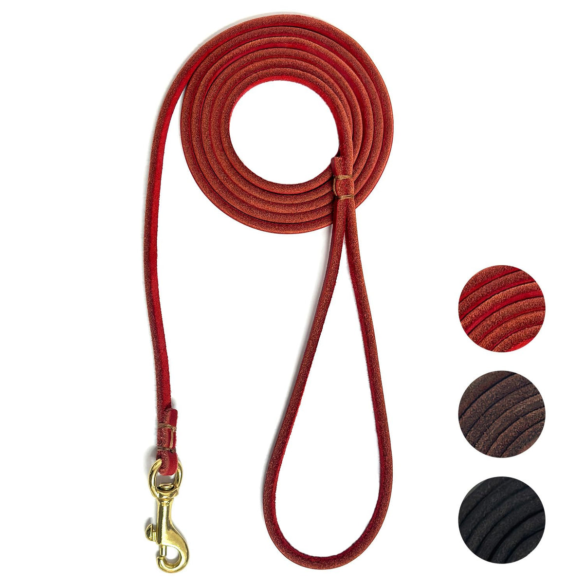Guiding Star Leather Dog Leash 6 ft x 1/4 inch,Thin and Lightweight Leather Leashes for Small Dogs,Leather Cat Leashes for Small Cats,Soft Genuine Leather Dog Training Leashes for Petite Dogs Brown