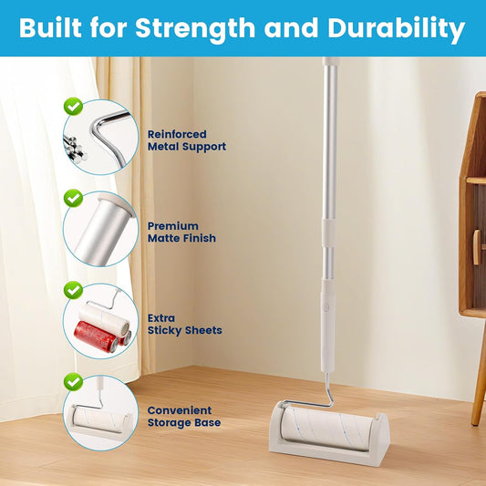 Extra Sticky Long Handle Lint Roller for Pet Hair, Floor
