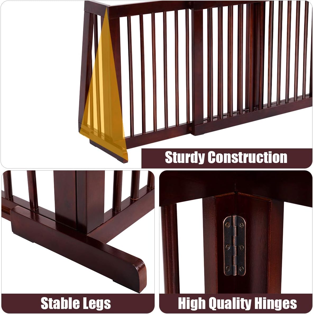 PETSITE Free Standing Retractable Wooden Dog Gate Indoor