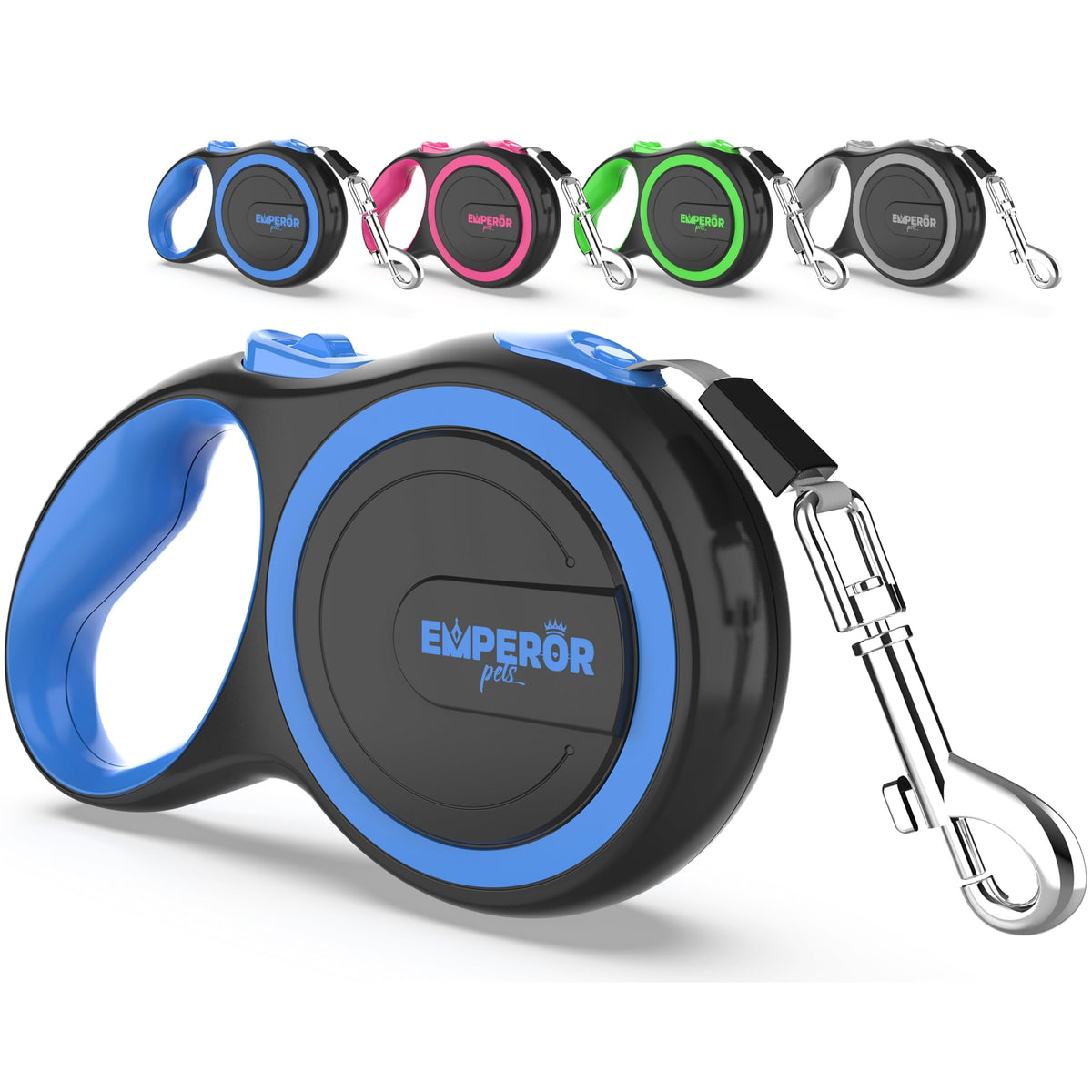 EMPEROR PETS 26.1 ft Retractable Dog Leash, for Dogs 10-110 lbs, Blue
